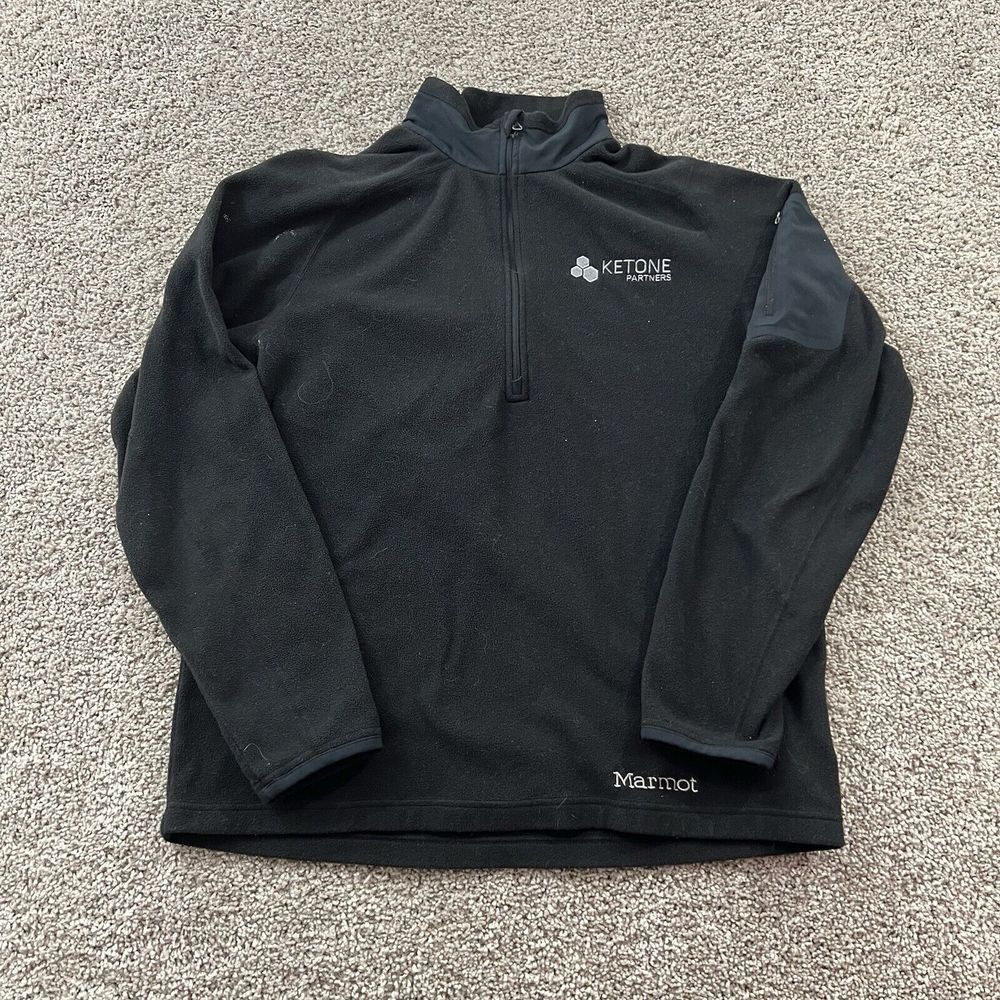 Marmot Polartec Sweater Mens Medium Black 1/4 Zip Mock Neck Outdoor Casual Light